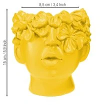 Artikel Plantenkop buste polyresin plantenbak geel 13,5×13×14cm