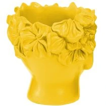 Artikel Plantenkop buste polyresin plantenbak geel 13,5×13×14cm