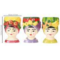 Artikel Plantenhoofd meisje met fruit decoratief keramiek 13,5cm 3st