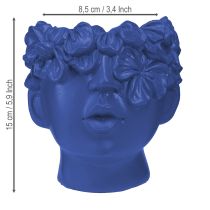Artikel Plantenkop Polyresin Bust Plantenbak Blauw 13,5×13×14cm
