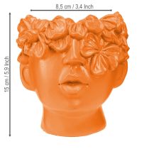 Artikel Plantenkop Plantenbak Buste Plantenpot Oranje 13,5×13×14cm