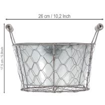 Artikel Plantenmand met inzetstuk, draadmand, plantenbak, lentezilver, witgeverfd, shabby chic, Ø22cm H17.5cm