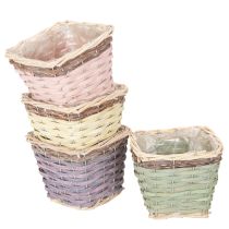 Artikel Vierkante plantenmand met folie, decoratieve plantenbak, 14 cm, 4 stuks