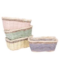 Artikel Rechthoekige plantenmand met folie, decoratieve mand, plantenbak, 25 cm, 4 stuks