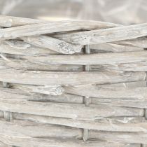 Artikel Set plantenmanden van riet, wit-grijs, shabby chic decoratie, 3-delig