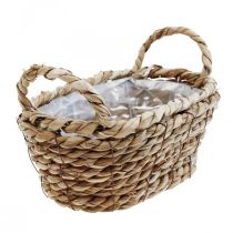 Plantenmand zeegrasmand met hengsels ovale decoratie 23×13×9cm