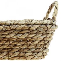 Plantenmand zeegrasmand met hengsels ovale decoratie 23×13×9cm