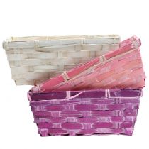 Frietmandje vierkant paars/wit/roze 8 st