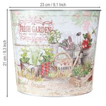 Artikel Ronde metalen plantenbak/bloempot Fresh Garden H21cm