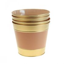 Artikel Plantenbak bloempot metaal cachepot Ø17cm H14.5cm 4st