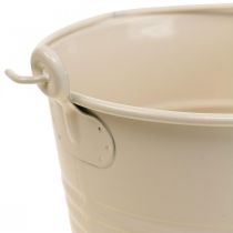 Plantenpot vintage decoratief metaal emmer creme Ø16cm H24cm