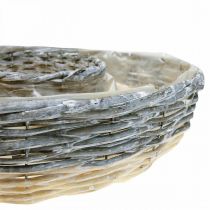 Plantenring wilg naturel plantenschaal Ø44/38cm set van 2 white wash