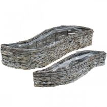 Plantenbak, plantenbak grijs 48,5/31,5 cm set van 2
