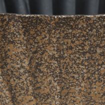 Artikel Plantenschaal met groeven ovaal antraciet goud 41,5×16×16cm