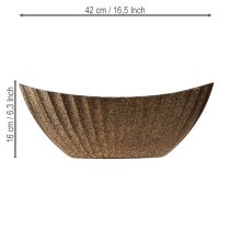 Artikel Plantenschaal met groeven ovaal antraciet goud 41,5×16×16cm