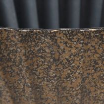Artikel Plantenschaal met groeven ovaal boot antraciet goud 36cm