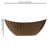Artikel Plantenschaal met groeven ovaal boot antraciet goud 36cm