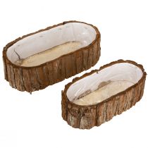 Artikel Plantenschaal ovaal natuurlijke schors 30,5×15cm / 24×11cm set van 2