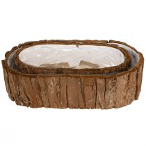 Artikel Plantenschaal ovaal natuurlijke schors 30,5×15cm / 24×11cm set van 2