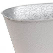 Plantenschaal metaal bloemenschaal ovaal creme 25x14,5x10cm