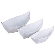 Artikel Plantenschaal boot metaal wit zilver 54,5/48/42cm set van 3