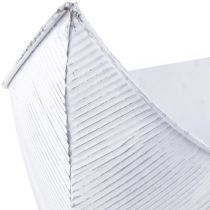Artikel Plantenschaal boot metaal wit zilver 54,5/48/42cm set van 3