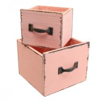 Plantenlade plantenbak hout Perzik 12,5/16cm set van 2