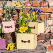 Plantenlade plantenbak hout geel 12,5/16cm set van 2
