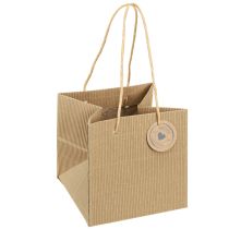 Artikel Plantenzakken van papier geribbeld naturel 14x14x13,5cm 8 st