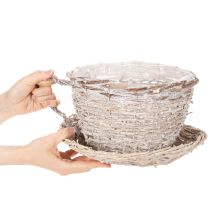 Artikel Mandje met schoteltje als decoratie, grote tafeldecoratie 34 cm