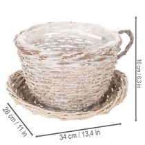 Artikel Mandje met schoteltje als decoratie, grote tafeldecoratie 34 cm