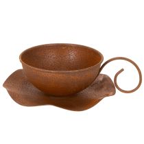 Artikel Bloempot met schotel, roestkleurige afwerking, Ø19,5 cm, H8 cm