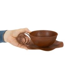 Artikel Bloempot met schotel, roestkleurige afwerking, Ø19,5 cm, H8 cm