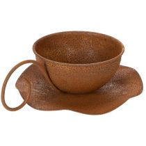 Artikel Vintage roestkleurige bloempot met schotel, Ø17,5 cm H6 cm