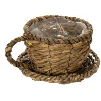 Artikel Plantenpotje met schotel, klein rieten plantenmandje, Ø17cm H13cm