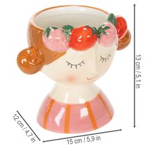Artikel Meisjesgezicht in een bloempot met slapende aardbeien, decoratie voor de woonkamer, lente, 13 cm