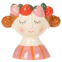 Artikel Meisjesgezicht in een bloempot met slapende aardbeien, decoratie voor de woonkamer, lente, 13 cm