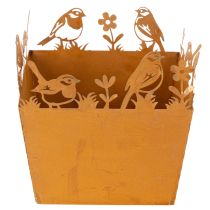 Artikel Metalen plantenpot met vogels, plantenbak, veer, roestkleurige afwerking, 15,5 cm hoog