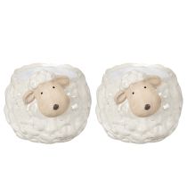 Artikel Keramische plantenpot in de vorm van een schaap, decoratieve plantenschaal voor tuin en huis, 2 stuks
