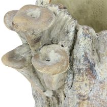 Artikel Bloempot van gegoten steen met paddenstoelen boomstronk 16cm