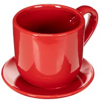 Artikel Grote decoratieve kop met schotel, ook geschikt als plantenpot, 17 cm