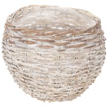 Artikel Ronde gevlochten mand, grote decoratieve plantenmand, 23 cm