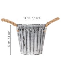Artikel Bloempot met handvatten, metalen plantenbak, decoratieve pot voor planten Ø14,5 cm