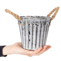 Artikel Bloempot met handvatten, metalen plantenbak, decoratieve pot voor planten Ø14,5 cm