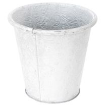 Artikel Bloempot met ornamenten, sierpot, metalen container, wit, Ø15,5 cm, H14,5 cm