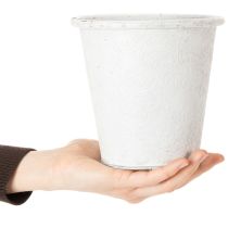 Artikel Bloempot met ornamenten, sierpot, metalen container, wit, Ø15,5 cm, H14,5 cm