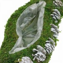 Plantenbak mos en kegels golfgroen, gewassen wit 41 × 15cm