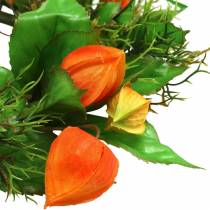Artikel Kunstmatige Physalis-krans, oranje en groen, Ø28 cm, herfstdecoratie