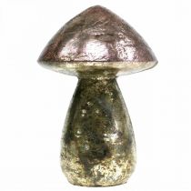 Artikel Decoratieve paddestoelen roze herfstdecoratie glas Ø9cm H13,5cm 2st