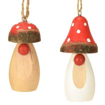 Artikel Paddestoel om hout op te hangen wit, bruin assorti 6,5/8cm 8 st